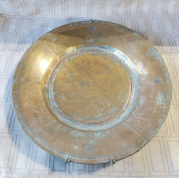 Vintage Copper Hand Engraved Decorative Plate