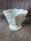 Milk Glass Paneled Grapevine Compote Dish