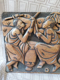 Hand Carved Burundi Wood African Folk Art Dance Scene Wall Plaque