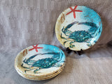 Set of 4 Pier 1 Blue Crab Melamine Salad Plates