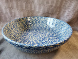 Roseville Spongeware Pottery Blue Pasta Serving Bowl