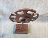 Recycled Metal Crank Wheel Folk Art Statue