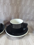 8 Piece Black and White Ceramic Coffee Mug and Saucer Set