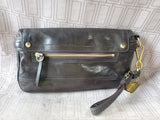 Coach Legacy Hamptons Lindsey Black Turnlock Large Leather Wristlet No. D0893-12450