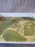 White Tropical Leaf Motif Melamine Serving Tray