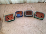Lot of Asian Style Small Glazed Terracotta Planters w/Saucers (4)