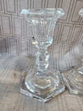 Pair of Clear Glass Tapered Candlesticks
