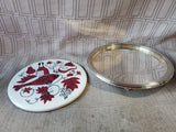 Round Ceramic Trivet with Silverplate Stand