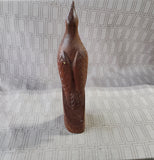 Hand Carved Wooden Crested Bird Figurine