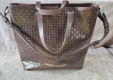 Dooney & Bourke Brown Leather Basket Weave Tote with Matching Wristlet