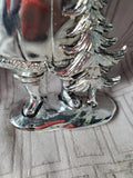 Pair of Silver Toned Resin Santa Figurines