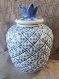 Blue and White Ceramic Pineapple Ginger Jar