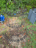 Large Vintage Black Wrought Iron Scroll Work Plant Display Unit