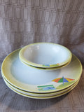 Set of 6 Melamine Beach Themed Dinner Plates and Bowls