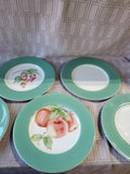 Lot of 6 Teal Rimmed Salad Plates