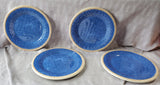 Set of 4 Costal Collection Melamine Blue Burlap Pattern Dinner Plates