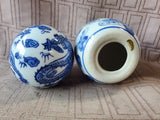 2 Piece Asian Inspired Blue and White Ceramic Decor Lot
