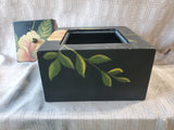Painted Black Floral Jewelry Box