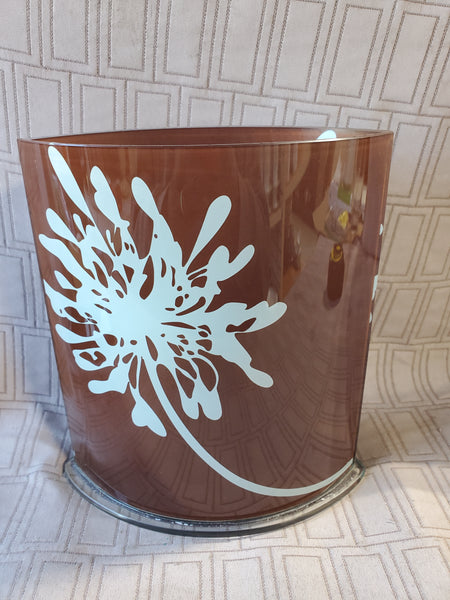 Brown and Blue Floral Glass Vase