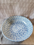 Roseville Spongeware Pottery Blue Pasta Serving Bowl