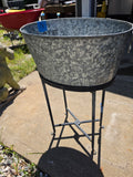 Galvanized 18" Steel Tub on Black Metal Stand