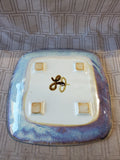 Signed Blue Glazed Pottery Trinket Tray