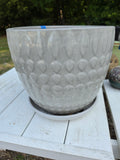 A-Large Light Grey Glazed Terracotta Planter w/Fixed Saucer