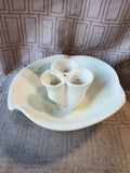 Glazed White Pottery Flower Frog Vase