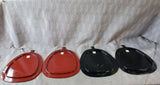 Set of 4 Red and Black Lacquerware Fan Shaped Plates