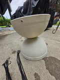 Two Faux Cement Hanging Plastic Planters