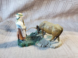 Lang & Wise 1997 Colonial Williamsburg Woman Holding Cow Figurine