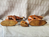Set of 3 Carved Wood Elephant Figurines