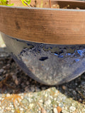 Two Large Plastic Planters w/Dirt (Blue Peel Paint on Outside)