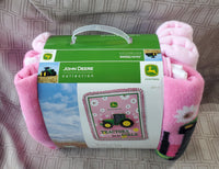 John Deere Collection "Tractors are for Girls" No Sew Fleece Throw Kit UNUSED