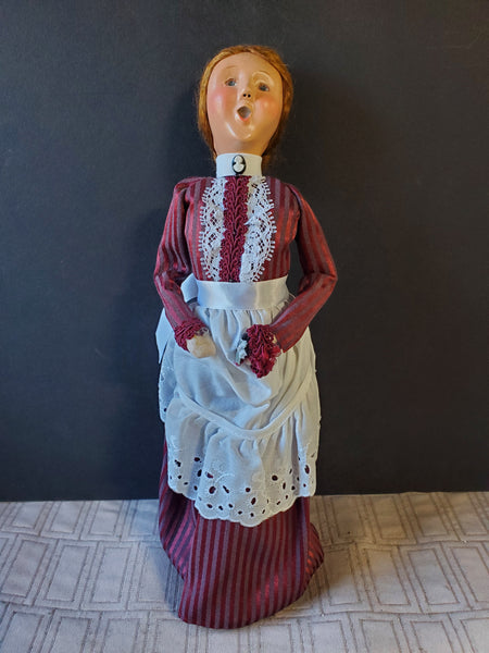 (P) Byers' Choice Carolers Signed "Woman with Cameo Pin" Figurine AS IS—READ DESCRIPTION CAREFULLY**