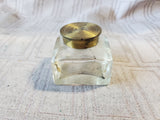 Vintage Clear Glass and Brass Inkwell