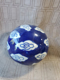 Blue and White Asian Inspired Cloud Ceramic Orb