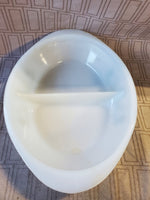 Glasbake "Green Daisy" Milk Glass Divided Dish