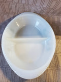 Glasbake "Green Daisy" Milk Glass Divided Dish