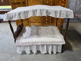 Vintage Colonial Doll Bed w/Canopy, Skirt, Mattress and Blanket