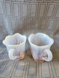 3 Piece Pink Glass Creamer and Sugar with Serving Tray Set