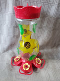 Hand Painted Glass Sunflower Hummingbird Feeder