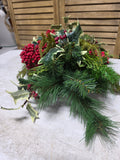 Faux Greenery Holiday Arrangement w/Candle Holder