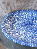 Stovit Blue Spongeware Oblong Serving Bowl
