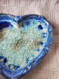 Pottery and Crackle Glass Heart Trinket Dish