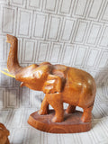 Set of 3 Carved Wood Elephant Figurines