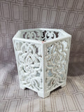 White Ceramic Hexagonal Candle Holder