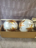 Set of 4 Capiz Shell Leaf Pattern Orbs UNOPENED