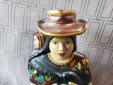 Hand Painted Wooden Folk Art Woman and Child Figurine