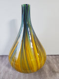 (C) Murano Style Art Glass Swirl Round Vase